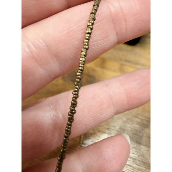 Crescent Moon Pendant Necklace Beaded Chain Bohemian Statement Cream - Picture 5 of 9